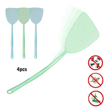 

Fly Swatter Pest Control 4pcs Manual Plastic 17.5' Durable Long Handle Useful Pest Control Tools Simple Pattern Fly Swatter