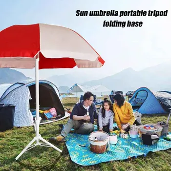 

Stand Tripod Support Parasol Base Courtyard Accessory Steel Foldable Portable Outdoor Patio Sun Umbrella Garden Beach Rustproof