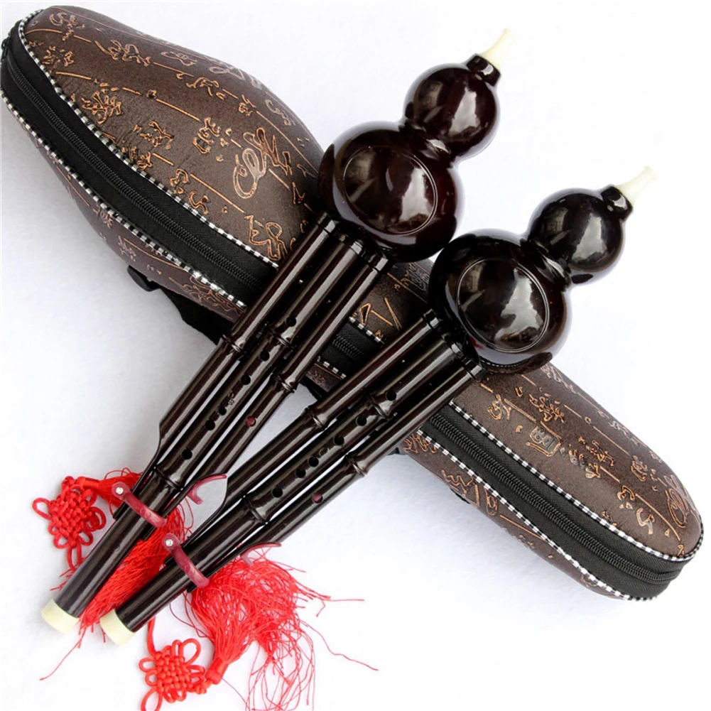 

Traditional Chinese Instrument Hulusi Cucurbit Flute C-Key with Chinese Knot Carry Case for Beginners Musical Gift