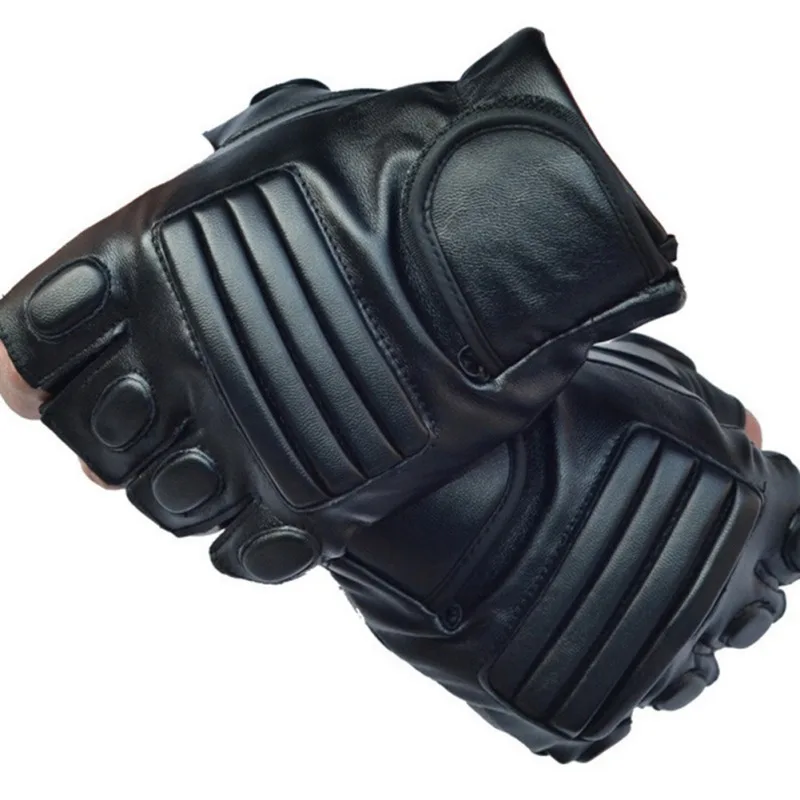 Походные охотничьи мужские черные тактические перчатки из искусственной кожи армейские спортзал фитнесс велосипедные перчатки половина пальца вождения черные перчатки