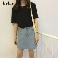  Jielur Tee Shirt Solid Color Basic T Shirt Women Casual O-neck Harajuku Summer Top Korean Hipster White Tshirt S-XL 