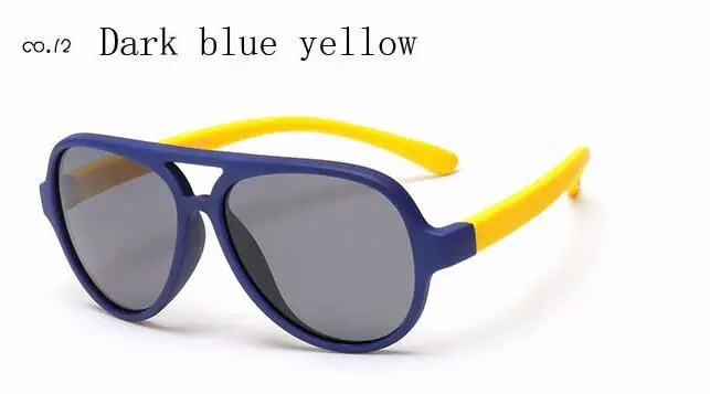 dark blue yellow Поляризованные солнцезащитные очки для детей TAC TR90 Pilot мягкая оправа для маленьких мальчиков и девочек Солнцезащитные очки UV400 Детские Наружные защитные очки WarBLade - Цвет линз: dark blue yellow