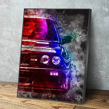 

Canvas Poster Painting Blue Red Black Car Wall Art Prints Modular Picture Fog Cool Gift Home Decoration For Living Room No Frame