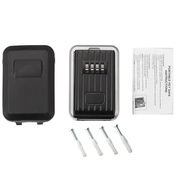 

Wall-Mounted Outdoor Key Storage Lock Box 4-Digit Combination Password Key Safe Storage Box Password Lock