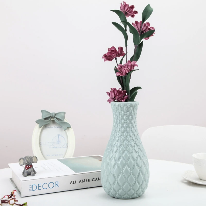 Украшение дома Ваза PE пластиковая ваза простая ротанговая Цветочная композиция контейнер прямой цилиндрический круглый синий розовый белый