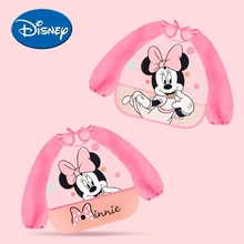 Детские нагрудники с длинным рукавом disney, водонепроницаемые нагрудники для кормления, хлопковые нагрудники с рисунком Минни Маус, одежда для малышей, детские вещи, аксессуары для Диснея