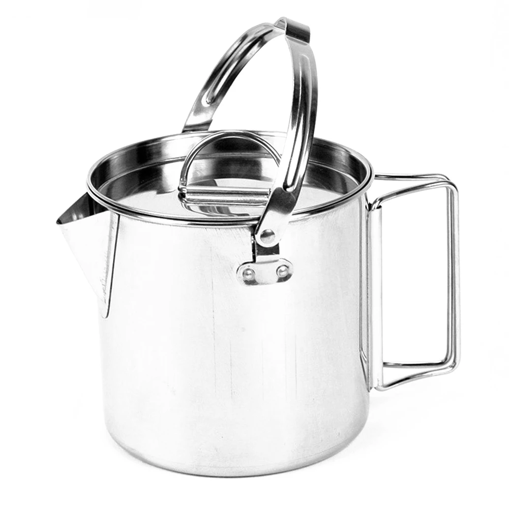 Outdoor Steel Kettle Folding Camping Hanging Portable Pot Coffee Picnic