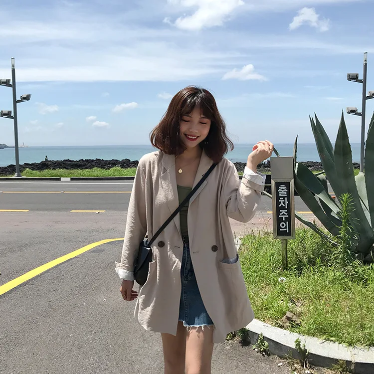 

Photo Shoot Elegant Solid Color Mid-length Suit Jacket
