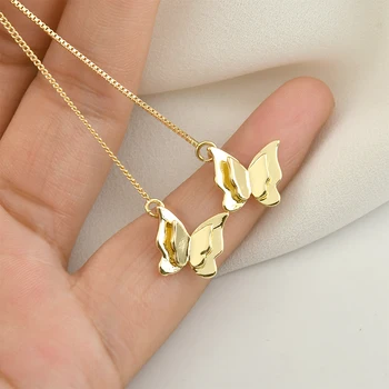 

14k gold-clad double-layer butterfly pendant diy handmade earrings necklace bracelet accessories materials 2pcs