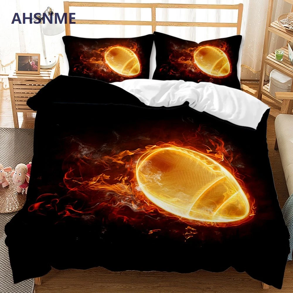 

AHSNME Flame American football Bedding Set Print Quilt Cover for King Market can be customized pattern bedding jogo de cama