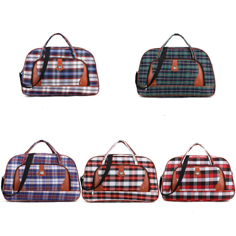 Grand Sac De Voyage Pour Femmes Sac De Voyage A La Main Sac De Voyage A Carreaux Oxford Pour Filles Aliexpress