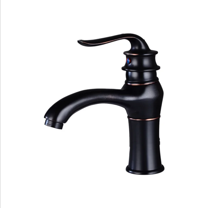 European Black Retro / Electroplating Hot And Cold Water Mixed Washbasin Faucet Home Bathroom Vanity Basin Counter Basin Tap