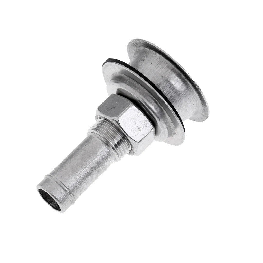 316 Stainless Steel Straight Thru Hull Scupper Valve Fuel Gas Tank Vent  - Fits 3/4 inch 19mm I.D. Hose
