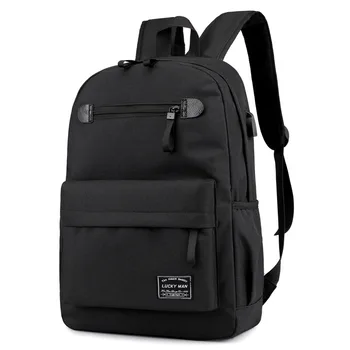 

New Simple Canvas USB Charging Backpack Trend Student Bag Business Travel Computer Backpack