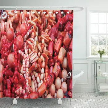 

Jewelery Beautiful Red Coral Necklaces As Jewelry Stone Ocean Shower Curtain Waterproof Polyester Fabric 60 x 72 Inches Set