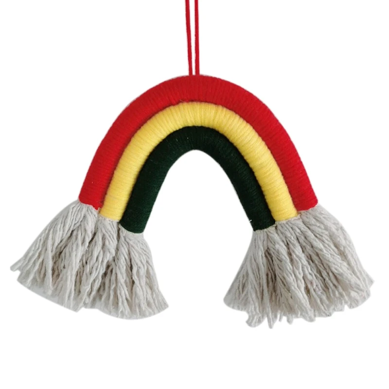 Nordic Hand-woven Rainbow Tapestry Boho Rainbow Tassel Wall Hanging Ornaments Kids Room Decoration Wind Chimes Photo Props - Цвет: A