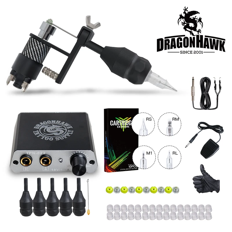 Комплект для тату Dragonhawk полный комплект мотор машина пистолет электропитание