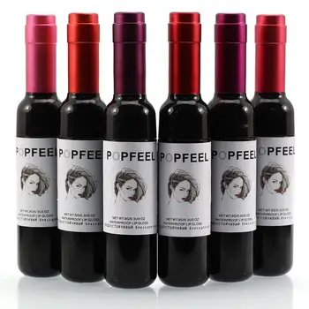 

6 Colors Available Sexy Waterproof Wine Bottle Shaped Lipstick Lip Tint Long Lasting Liquid Lip Gloss Cosmetic Makeup Tools