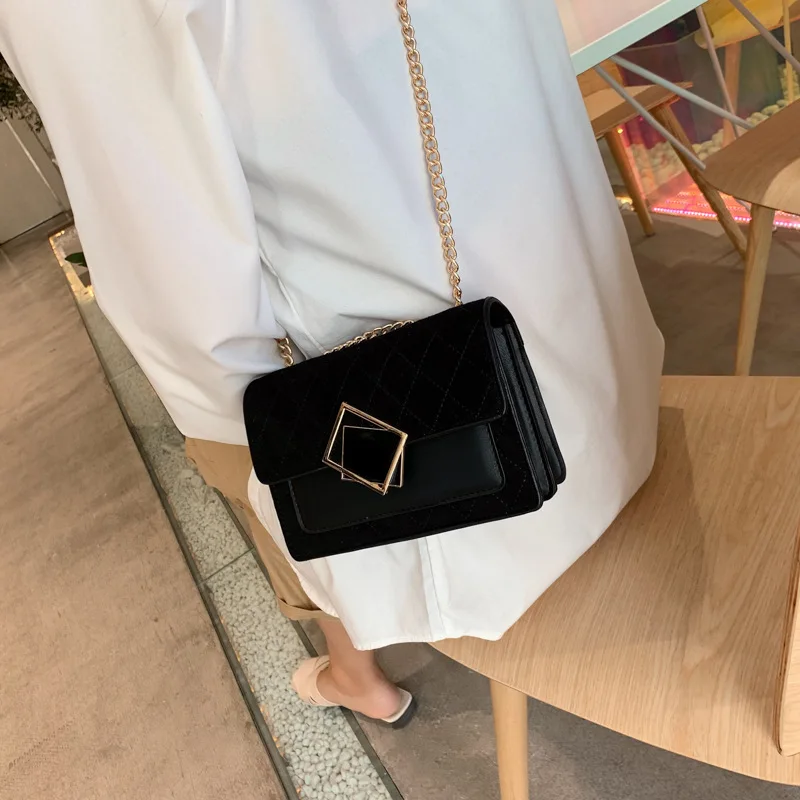 

Female 2019 new Korean style chain shoulder Messenger bag fashion Joker Lingge small square bag