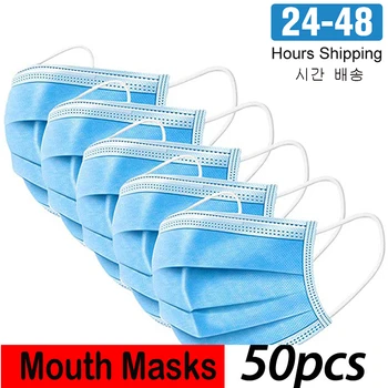 

24 Hours Fast Shipping 3-Ply Disposable Dustproof Face Mouth Masks Anti PM2.5Nonwoven Elastic Mouth Soft Breathable Face Mask