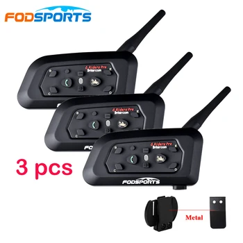 

3pcs V6 Pro Motorcycle Helmet Intercoms 6 Rides Multi BT 1200M Bluetooth Intercom Intercomunicador Moto Headset IPX5 MP3 GPS