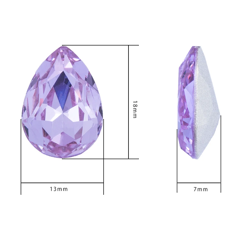 Twinkling Violet Tear Drop K9 Glass Rhinestones Glass Crystal Pointback Rhinestones Glue on Garment Crafts Jewelry Accessories