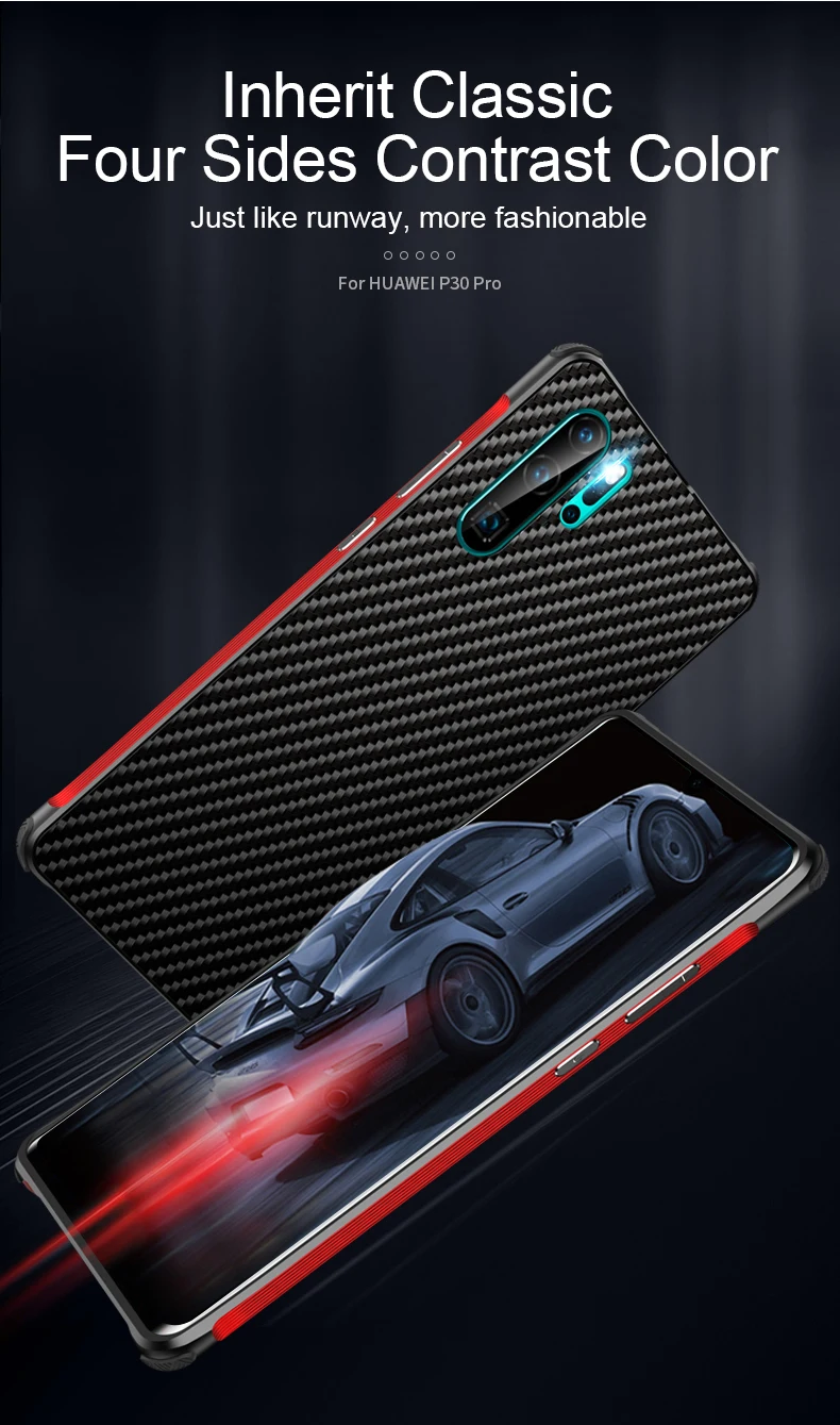 Чехол из углеродного волокна с текстурой для huawei P20 P30 Pro Lite, тонкая металлическая оправа, устойчивая к царапинам, прочная крышка Fundas
