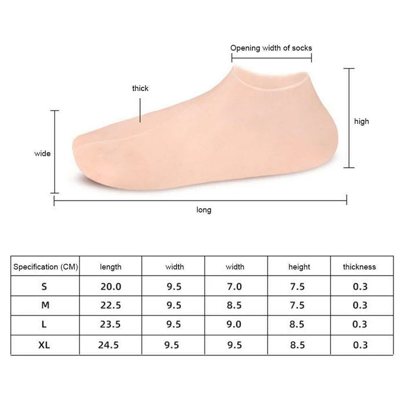 2Pcs Silicone Feet Care Socks Moisturizing Gel Heel Thin Socks Foot Skin Care Protectors Foot Tool Cracked Skin