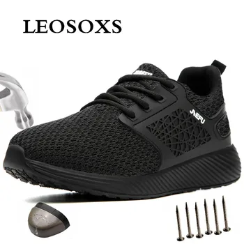 

LEOSOXS Air Mesh Work Safety Boots Men Steel Mid Sole Anti-static Ultra-light Soft Bottom Casual Protective Shoes Free Shipping