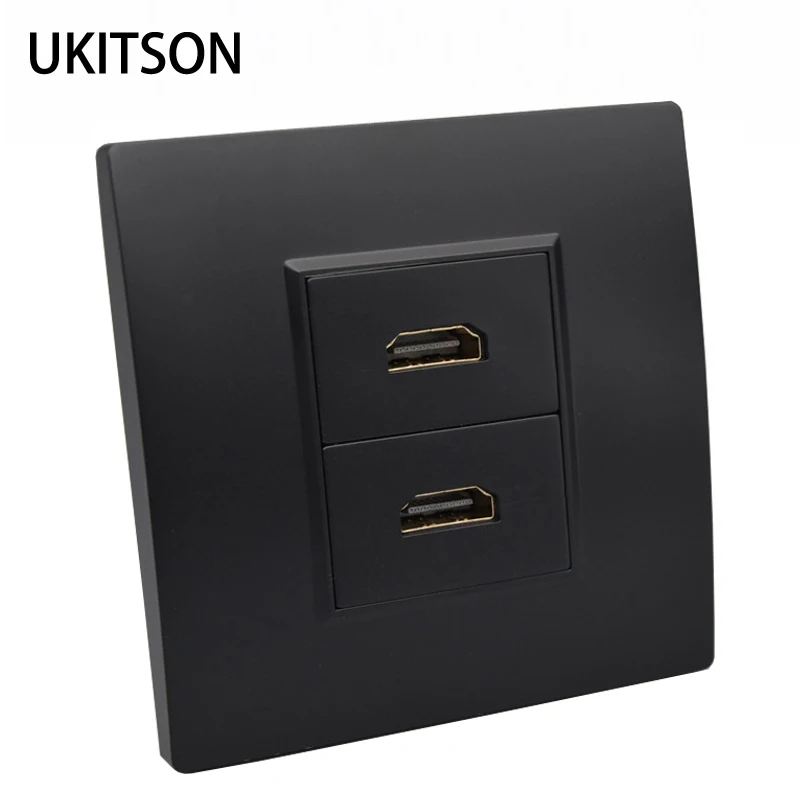 2 Ports Black Color HDMI Faceplate 86mm High Definition Multimedia ...
