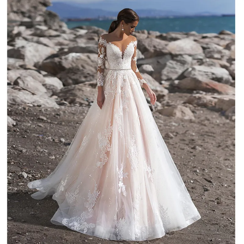 Винтажное ТРАПЕЦИЕВИДНОЕ свадебное платье vestidos de novia нашивки белое свадебное платье es robe de mariee