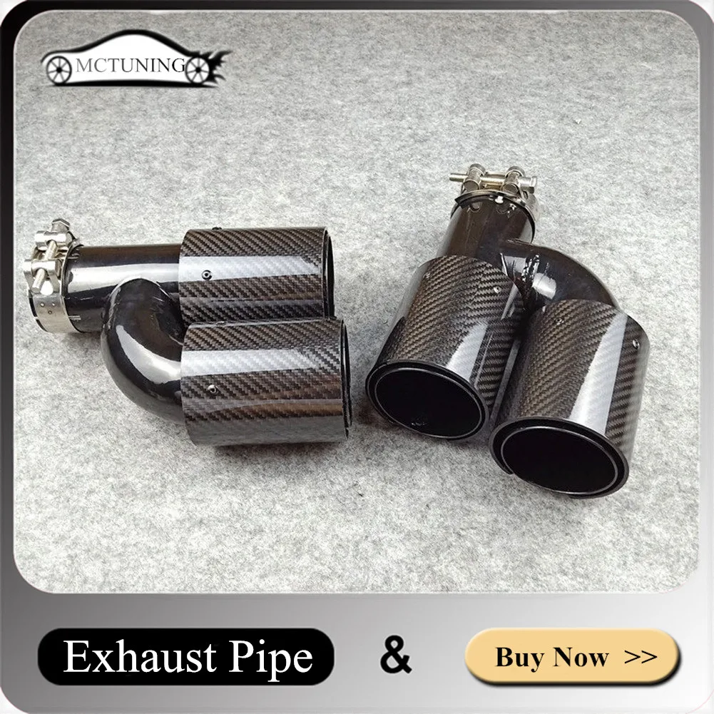 

Right+Left H Model Exhaust Pipe 304 Stainless Steel Carbon Fiber Nozzles Tails Throats Glossy Black WIth M Logo Muffler Tips