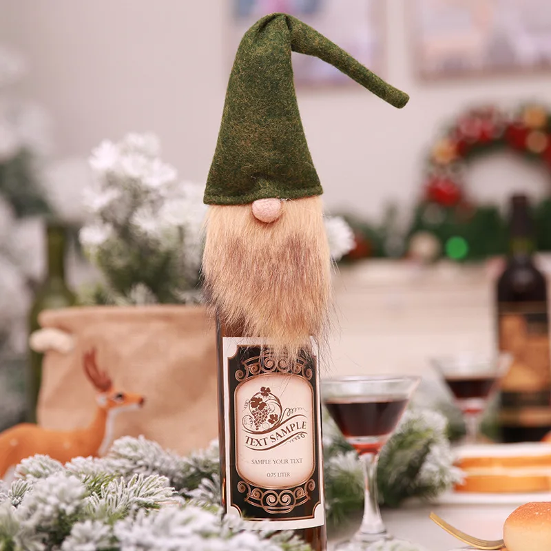 Christmas Wine Bag Dress Up Hat Faceless Old Man Doll Pendant Wine Bottle Set 