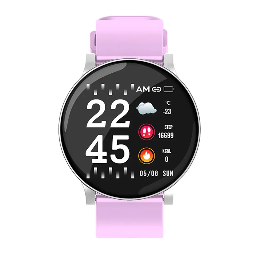 Pink Умные часы W8 круглый экран Мониторинг здоровья Информация подсказки многофункциональный мужской и женский спортивный браслет - Цвет: Pink