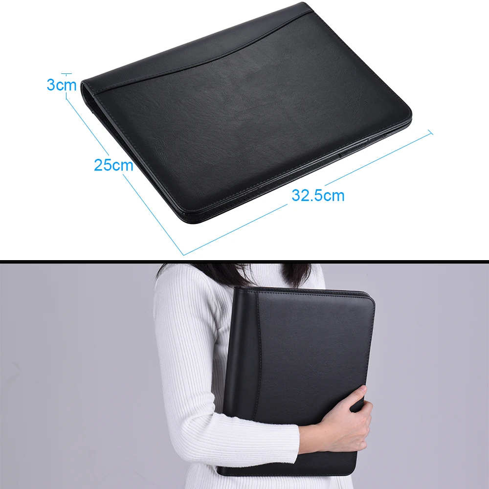비즈니스 포트폴리오 Padfolio 폴더 문서 케이스 정리함 A4 PU 가죽, 명함 U 플래시 디스크 거치대 메모 메모 패드