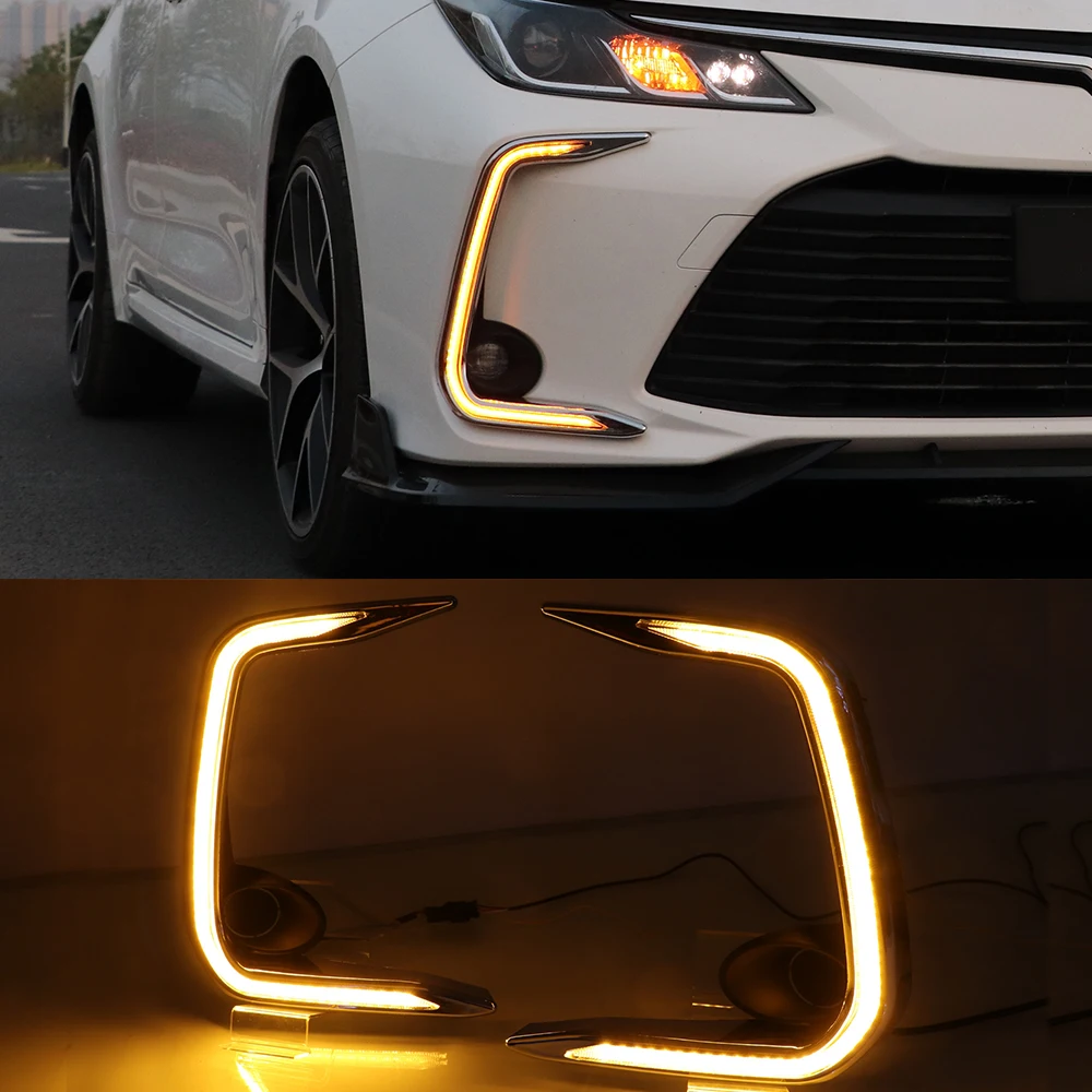 Автомобильный мигающий 2 шт. для Toyota Corolla желтое Сигнальное реле Водонепроницаемый Автомобильный светодиодный DRL лампа Светодиодный дневной ходовой светильник