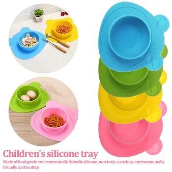 

Children Baby Plate Silicone Dishes Bowl With Suction Cup Silicone Feeding Food Plate Tray Dishes