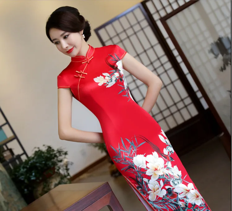 Sheng Coco 5XL размера плюс дамское длинное китайское свадебное платье Cheongsam желтое фиолетовое вечернее платье в восточном стиле 3XL 4XL 5XL