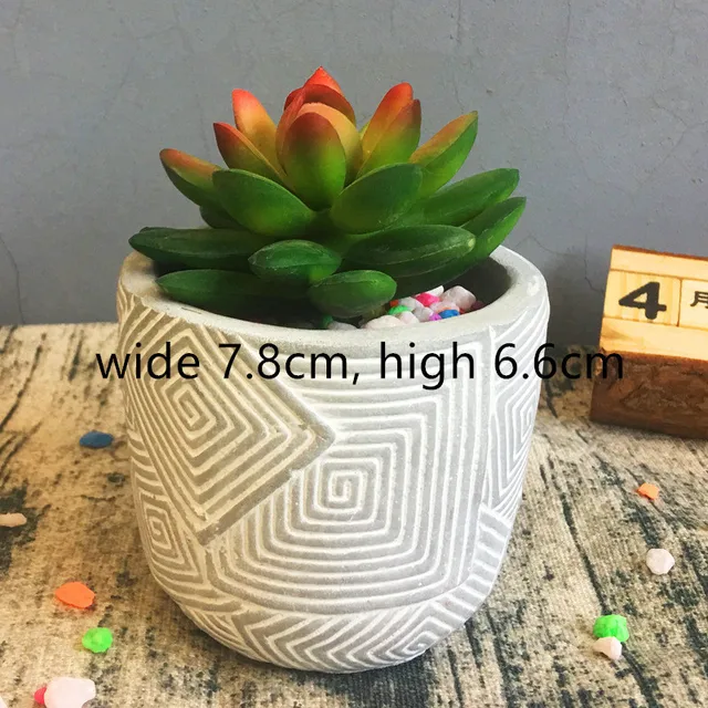 Small Cement Silicone Pot Molds Round Square Stone Planter Gardening Concrete Mold Brown