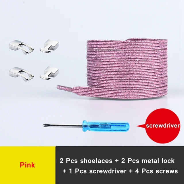 New Elastic Shoe Laces Fashion Metal Cross lock No Tie Shoelaces Suitable for all kinds of shoes child Adult flat Lazy Lace Pink