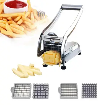 

Chips Making Machine Stainless Steel French Fry Potato Cutter Slicer With 2 Blades For Vegetables Carrot Metal Cutting Machine