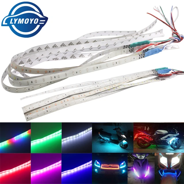 1X Car LED Strip 30cm 60cm 18 modes Flexible colorful Decorative flowing  Lamp motor DRL RGB Angel Eyes Daytime Running light 12V - AliExpress