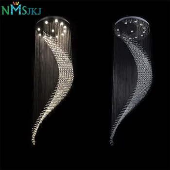 

Big Large Spiral Crystal Chandelier Lighting Hotel Villa Crystal Lamp for Staircase, Hallway, Lobby