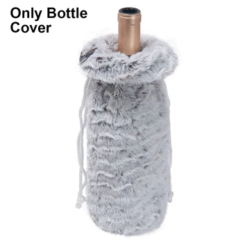 

Holiday Cute Home Kitchen Gift Bag With Drawstring Multipurpose Party Table Decorations Christmas Wine Bottle Cover Plush Fabric