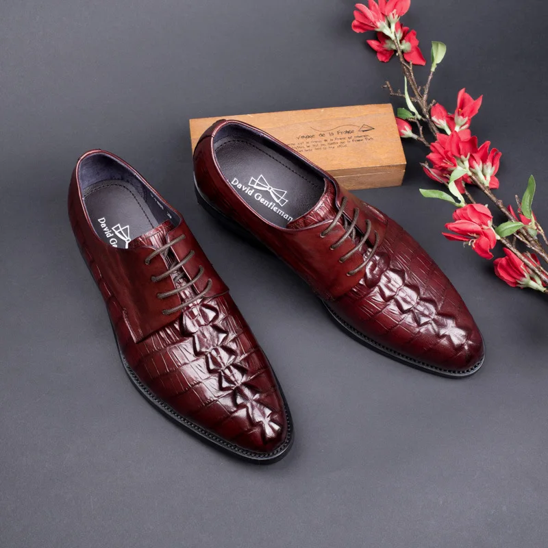 

Men Shoes Business Formal Wear Leather Shoes Crocodile Pattern Single Shoes Wedding Shoes Men Shoes