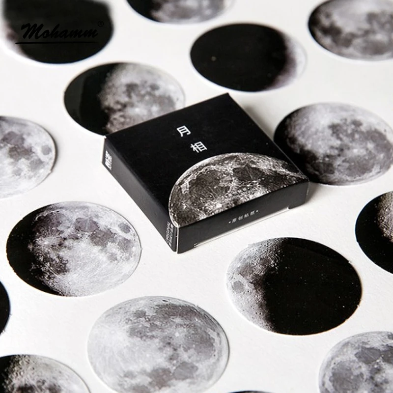 45 unids/caja lindo creativo Luna Mini pegatina de papel para decoración Diy tu álbum de recortes diario etiqueta engomada de la etiqueta y la fuente de la escuela