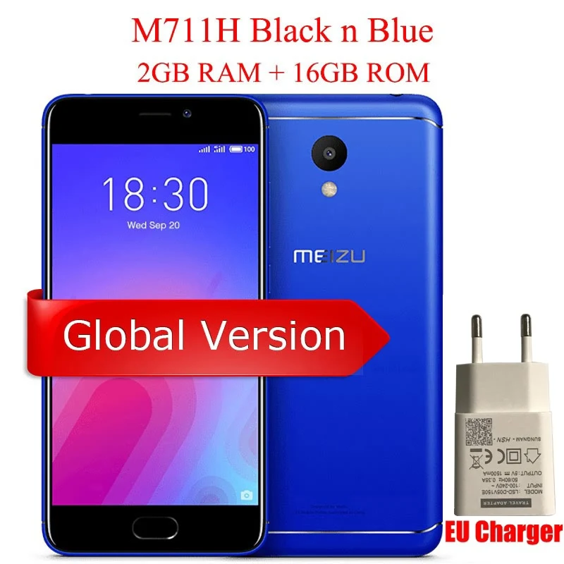 Meizu M6, глобальная версия, 2 ГБ, 16 ГБ, четыре ядра, MTK6750, мобильный телефон, 5,2 дюймов, HD, 13,0 МП, задняя камера, 3070 мАч, отпечаток пальца ID - Цвет: EU Blue 2G 16G