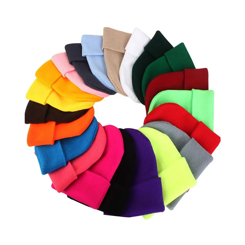 

Unisex Autumn Winter Candy Color Elastic Knitted Hat Beanie Skull Cap Headgear