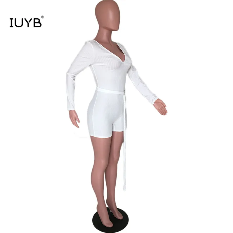 IUYB ARM8118 v-образный вырез без застежки брюки со шнуровкой сексуальные однотонные Клубные игровые костюмы сексуальные трусы с длинными рукавами удобный комбинезон