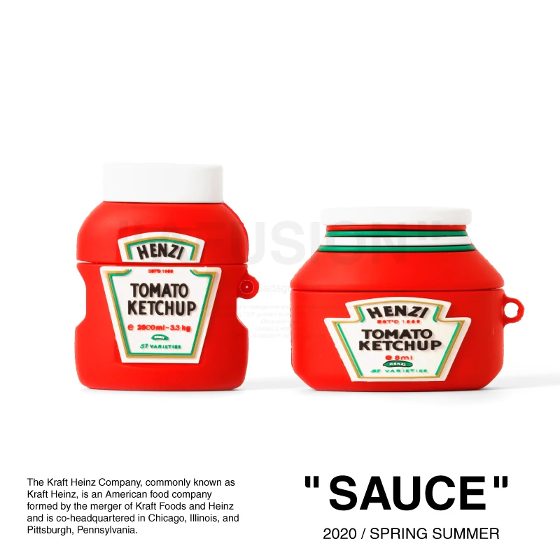 Мягкий силиконовый защитный чехол для Airpods 1/2 pro heniz ketchup горчичного цвета милый